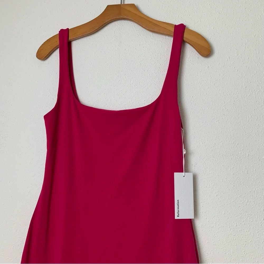Reformation Becky Hot Pink Mini Bodycon Dress Barbiecore NWT Size Medium - Picture 3 of 10